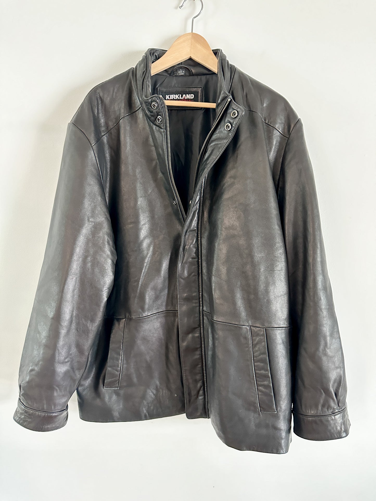 Y2K Kirkland Leather Jacket | Vintage Leather Jacket Size: Large