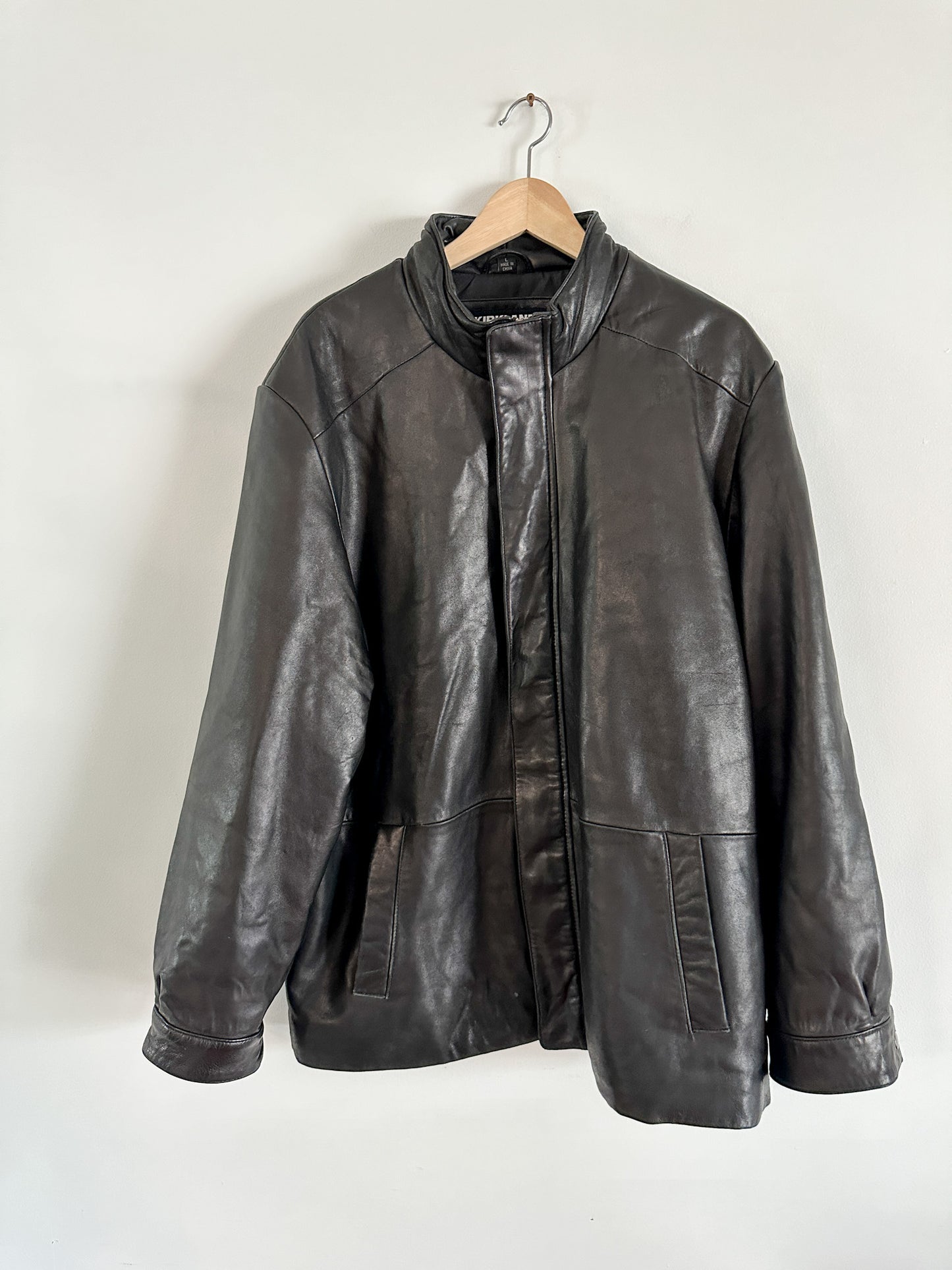 Y2K Kirkland Leather Jacket | Vintage Leather Jacket Size: Large