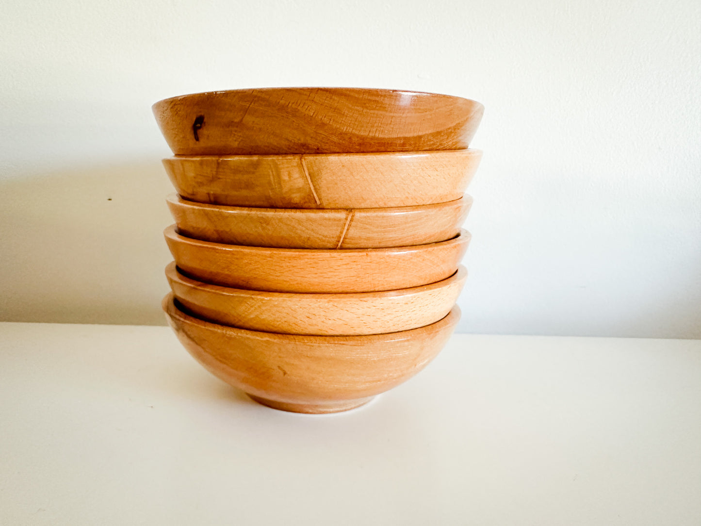 Vintage Bariboocraft Wooden Bowl With Six Made in Japan Side Wooden Bowl