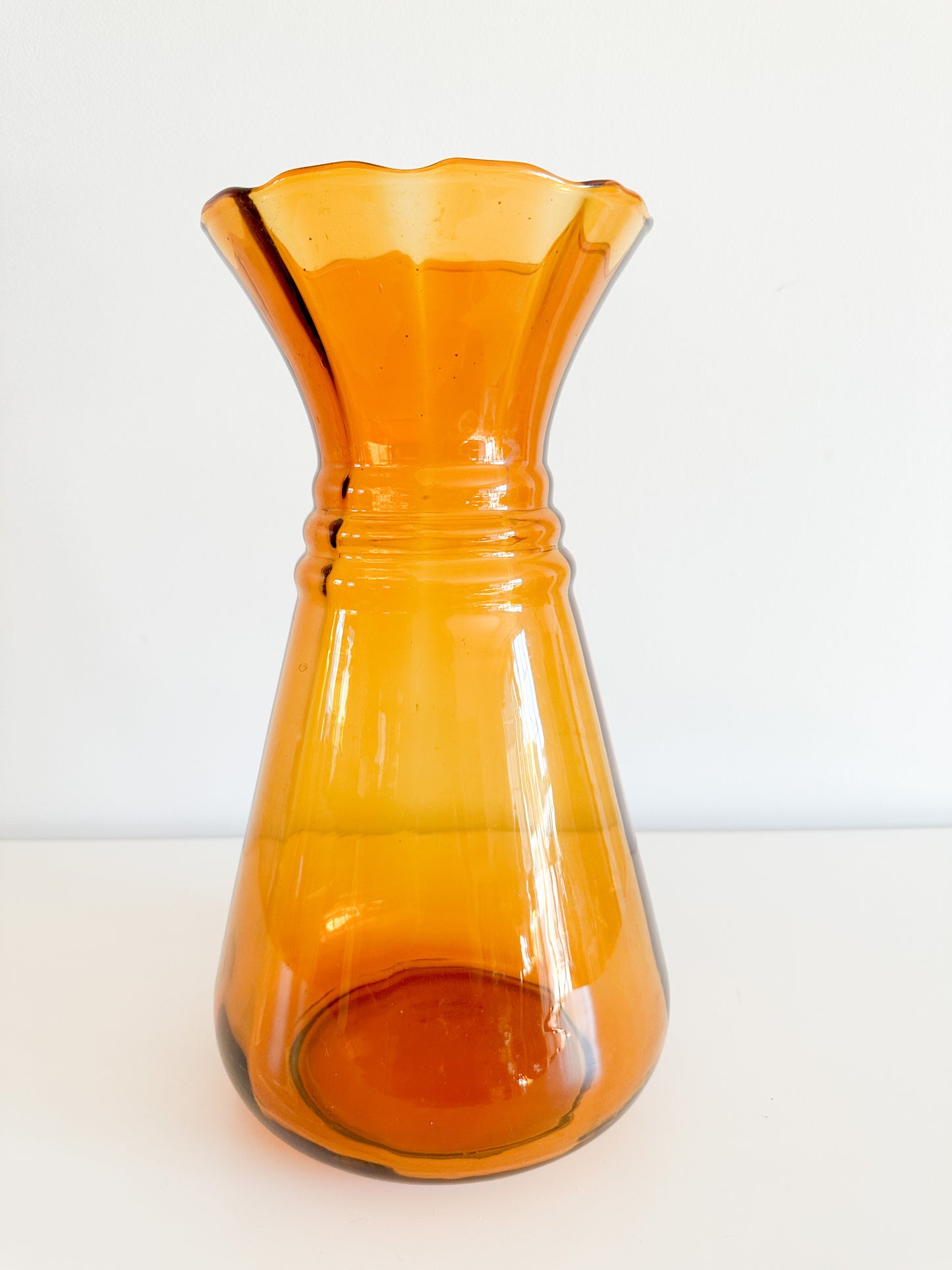 Vintage Amber Glass Decorative Vase