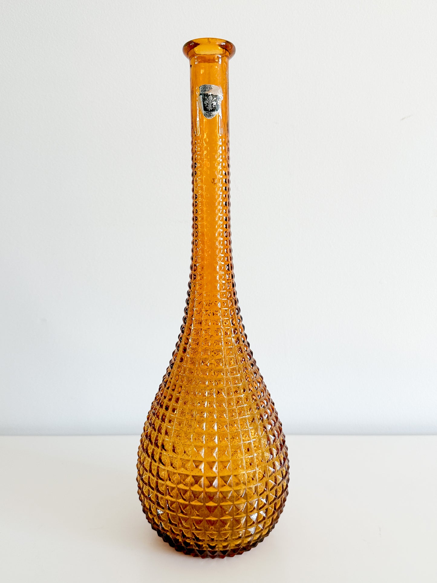 Vintage Florentine Amber Glass Bottle (no stopper)