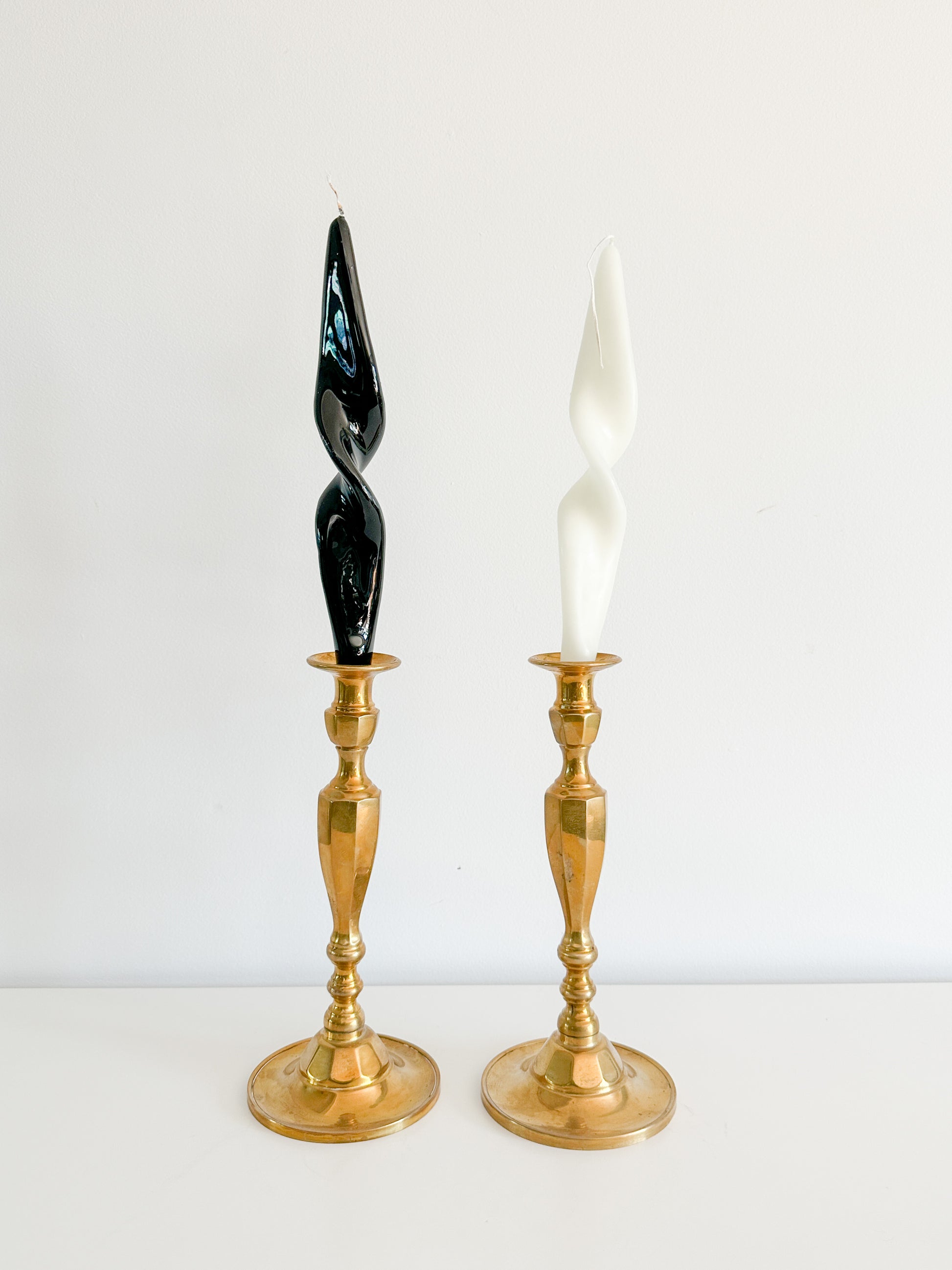 vintage brass candle stick holders, brass tapered candle holders, collectible candleholders