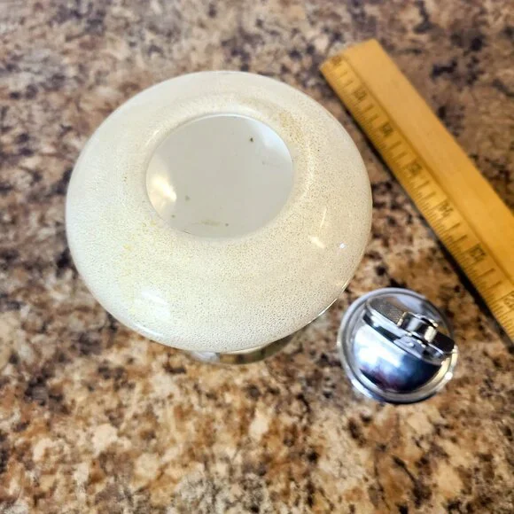 1950s Glass Table Lighter, Hand Blown Glass, White & Gold, Made In Japan, Works!