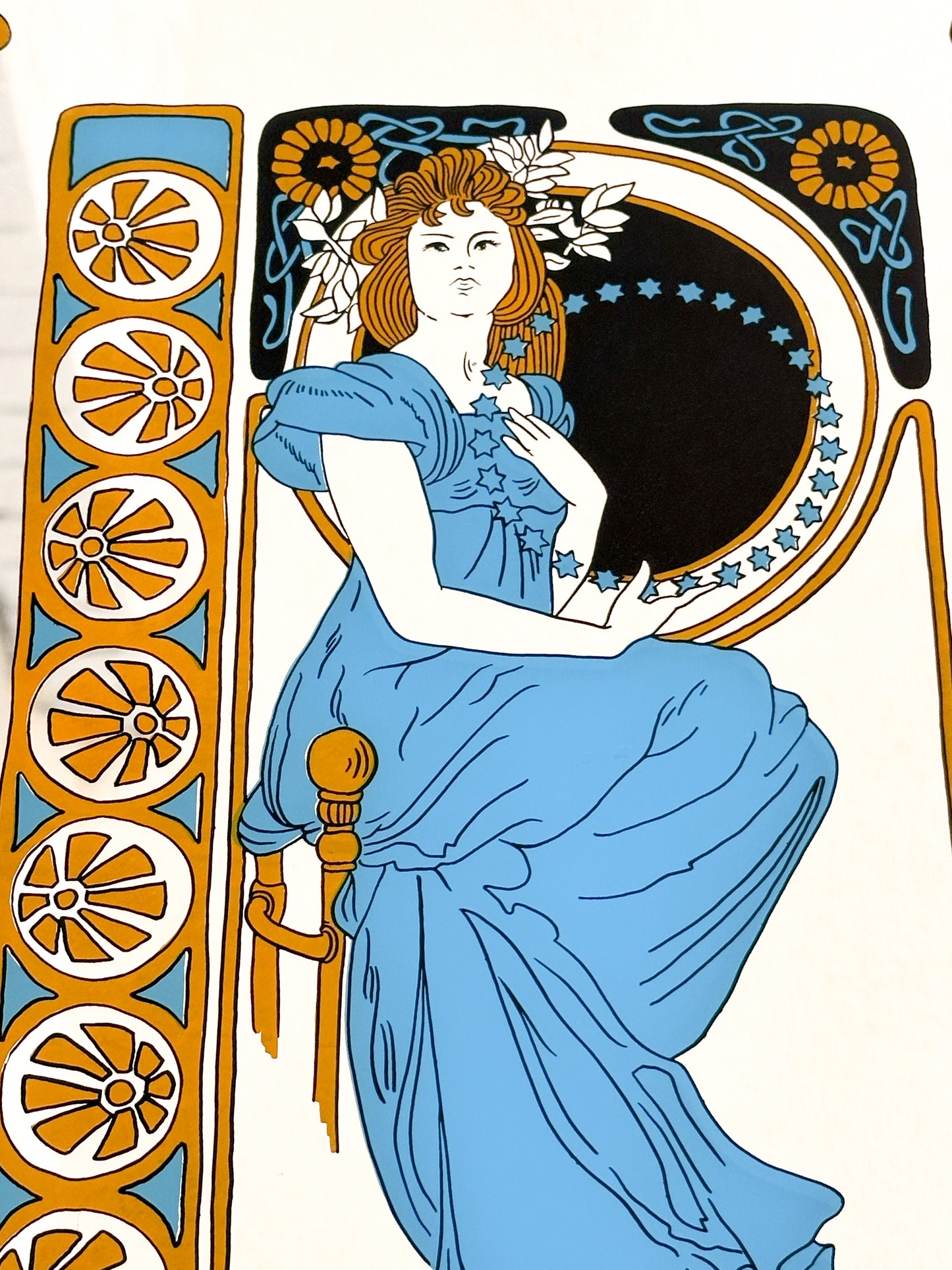 Vintage Art Nouveau Painted Decorative Mirror