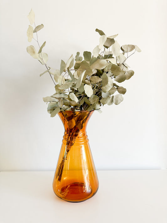 Vintage Amber Glass Decorative Vase