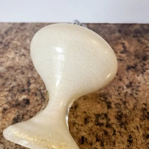 1950s Glass Table Lighter, Hand Blown Glass, White & Gold, Made In Japan, Works!