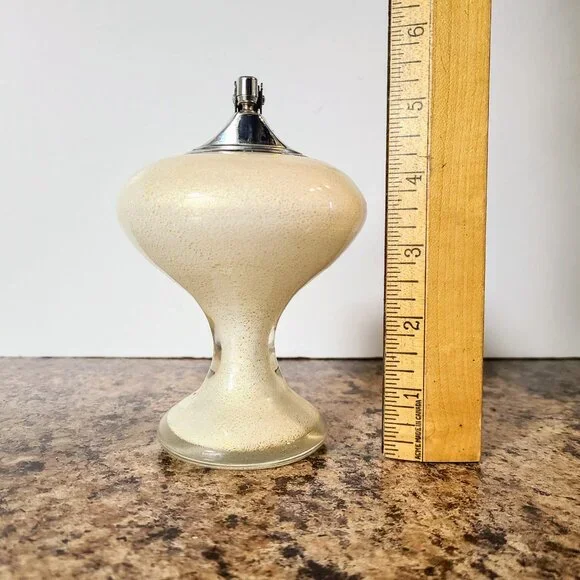 1950s Glass Table Lighter, Hand Blown Glass, White & Gold, Made In Japan, Works!