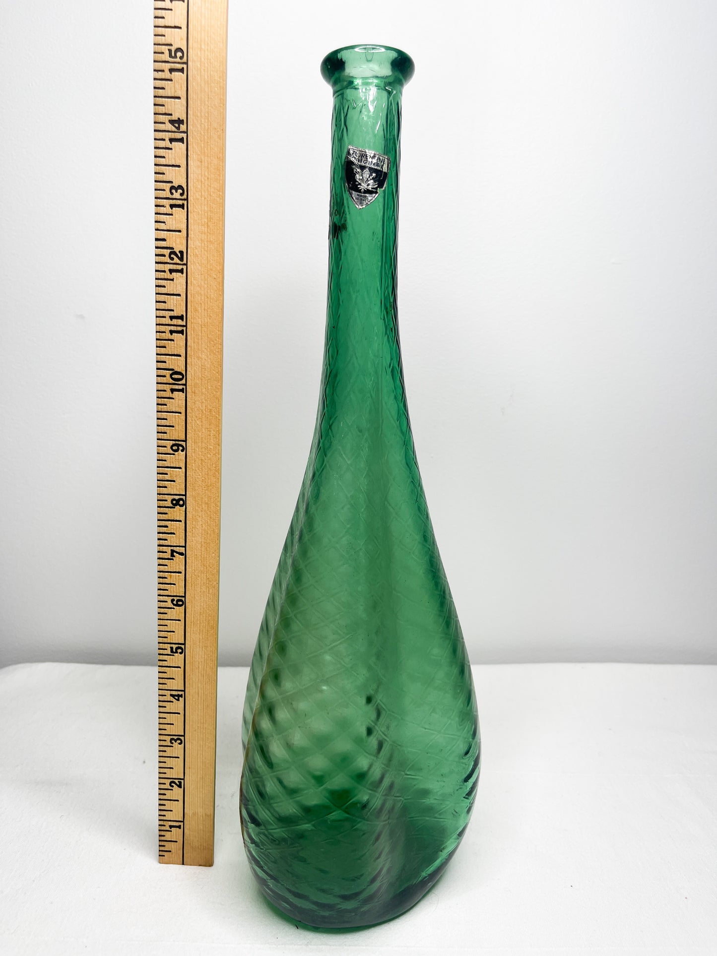 Vintage Empoli Green Florentine Glass Bottle