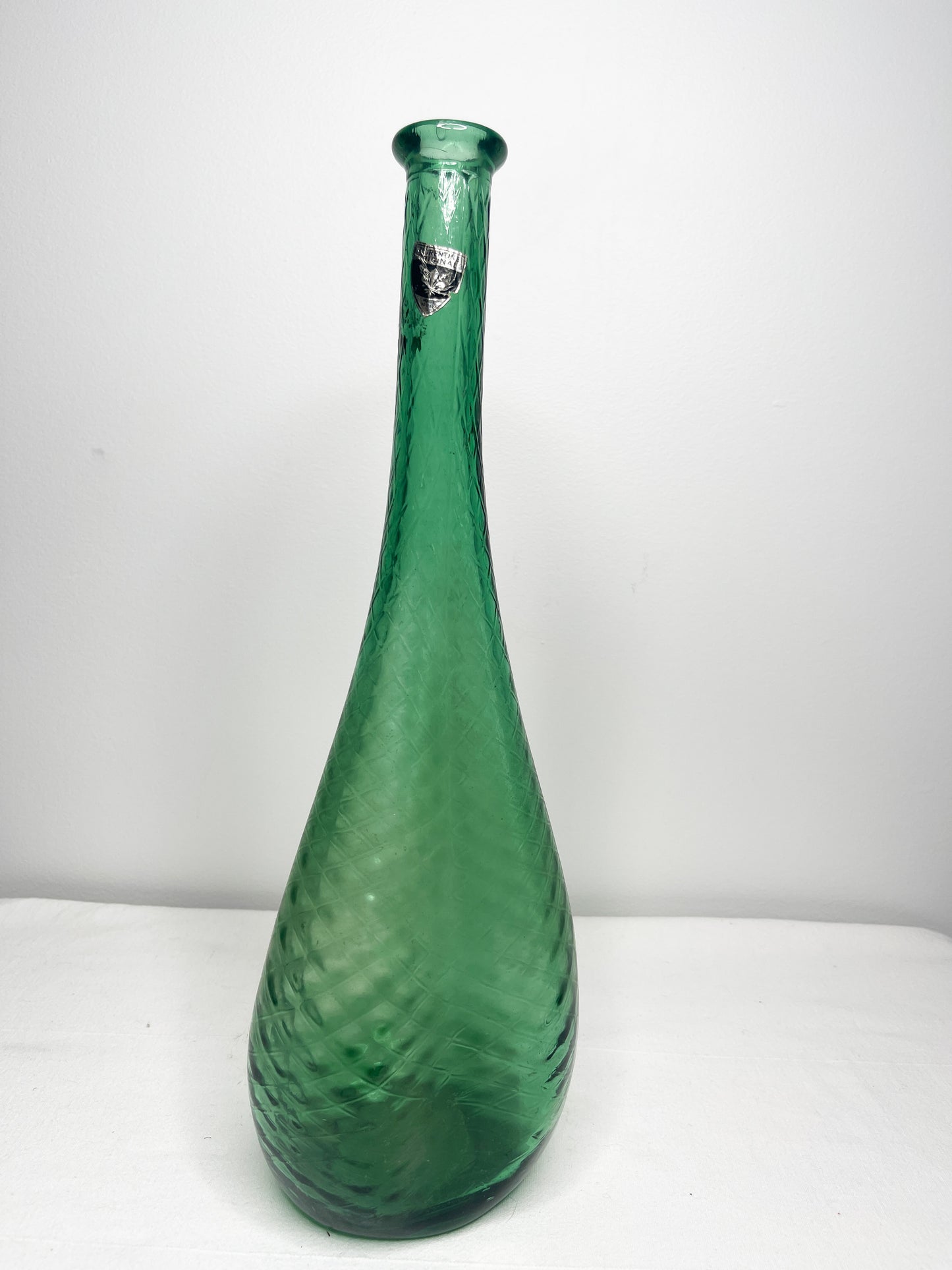 Vintage Empoli Green Florentine Glass Bottle