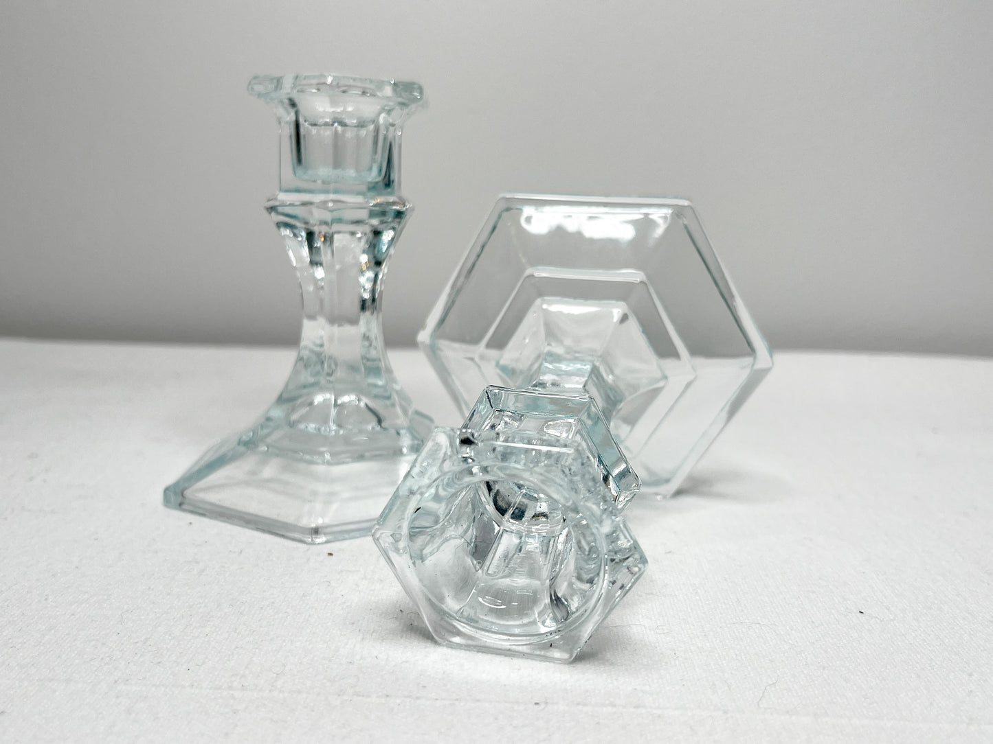 Pair of  Glass Tapered Candle Holders| Vintage Tapered Candle Holders|