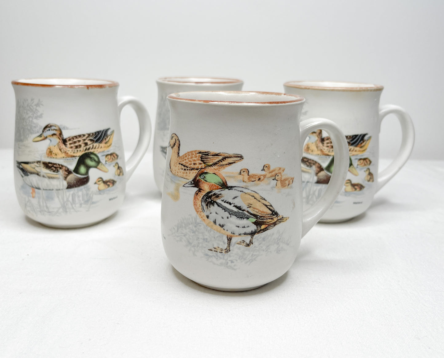 Vintage Stoneware Mugs with Duck motif| Shelduck Northcraft Korea Ceramic Mugs| MCM cups| BOHO Stoneware mugs with Ducks
