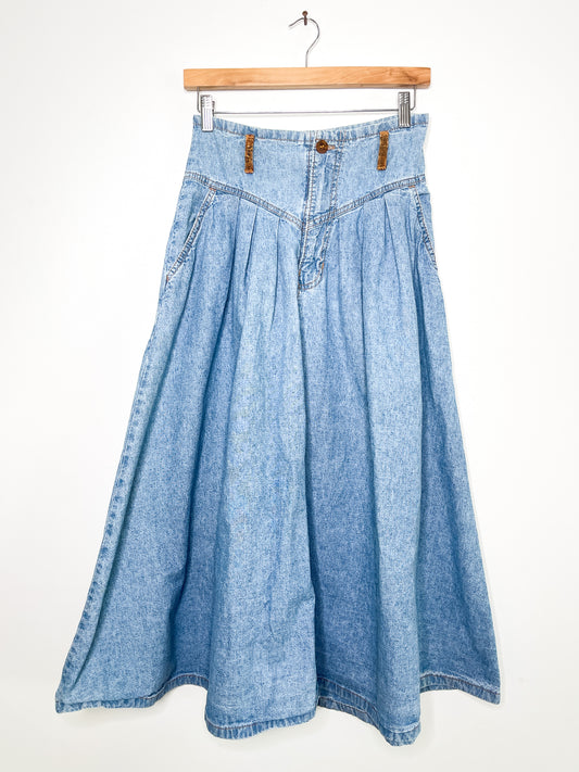 Vintage Hollywood Denim Skirt | Vintage Denim Skirt| Vintage Aline Denim Skirt | Aline Denim Skirt