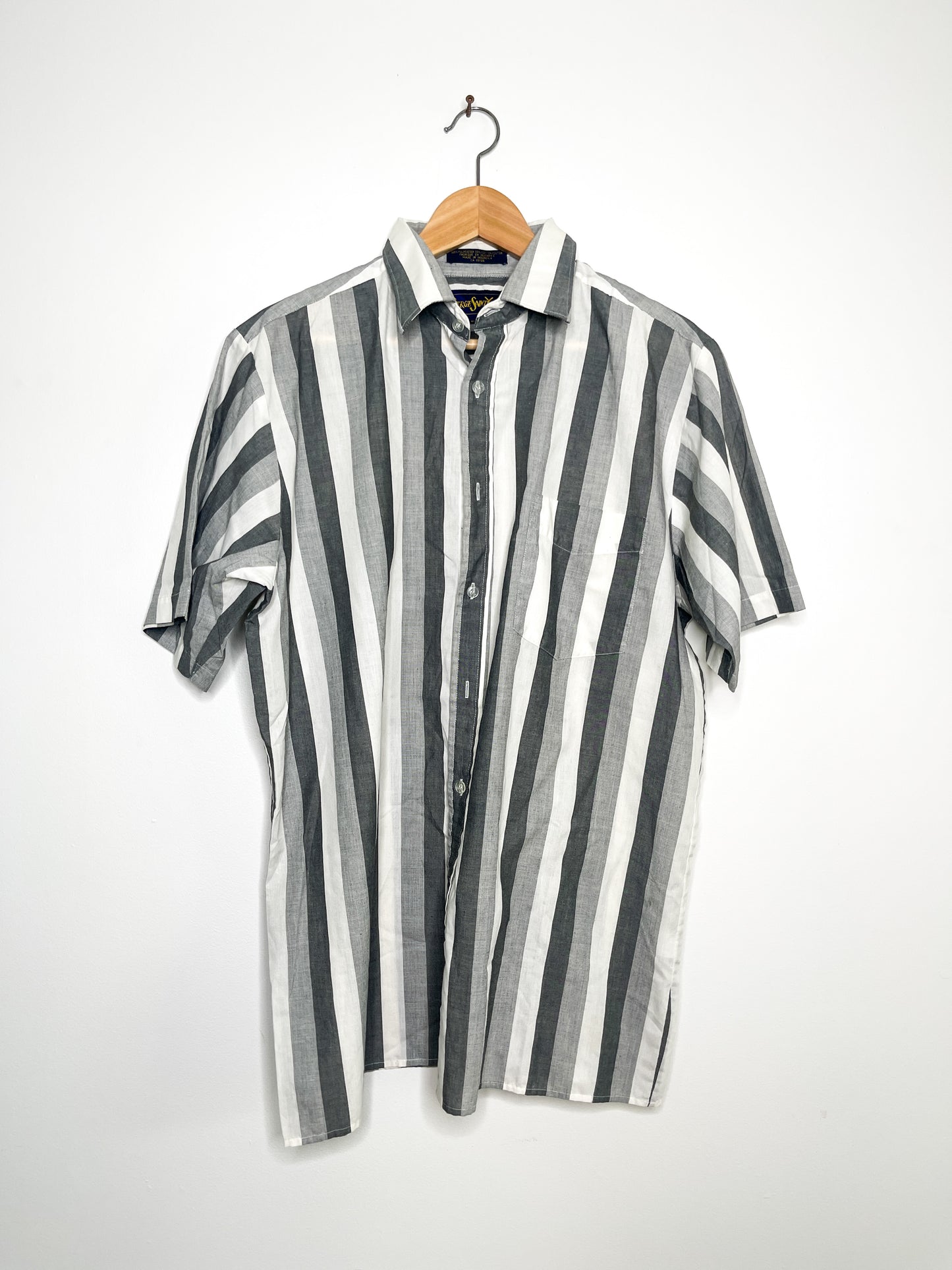 Vintage Serge Saint Yves Striped Shirt | Vintage Mens Striped Mens Shirt| Spring/Summer Mens Shirt 16L