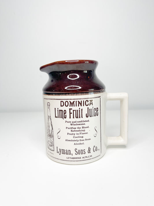 Dominica Lime Fruit Juice Advertising Ceramic Pitcher | Vintage Ceramic Pitcher|