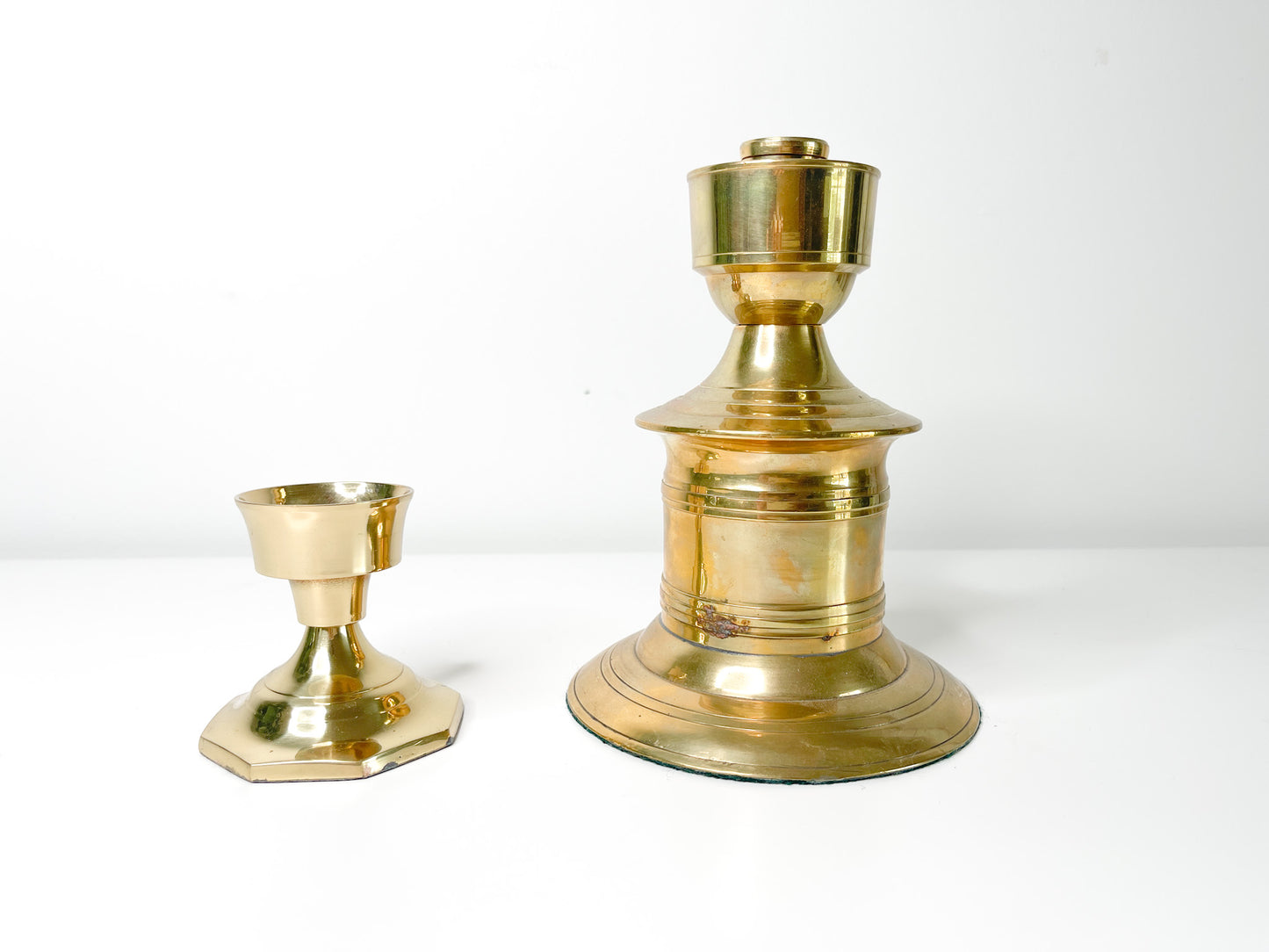 Lot of 2 Curated MCM Brass Candle Holders| Mix and Match Brass Candle Holders|