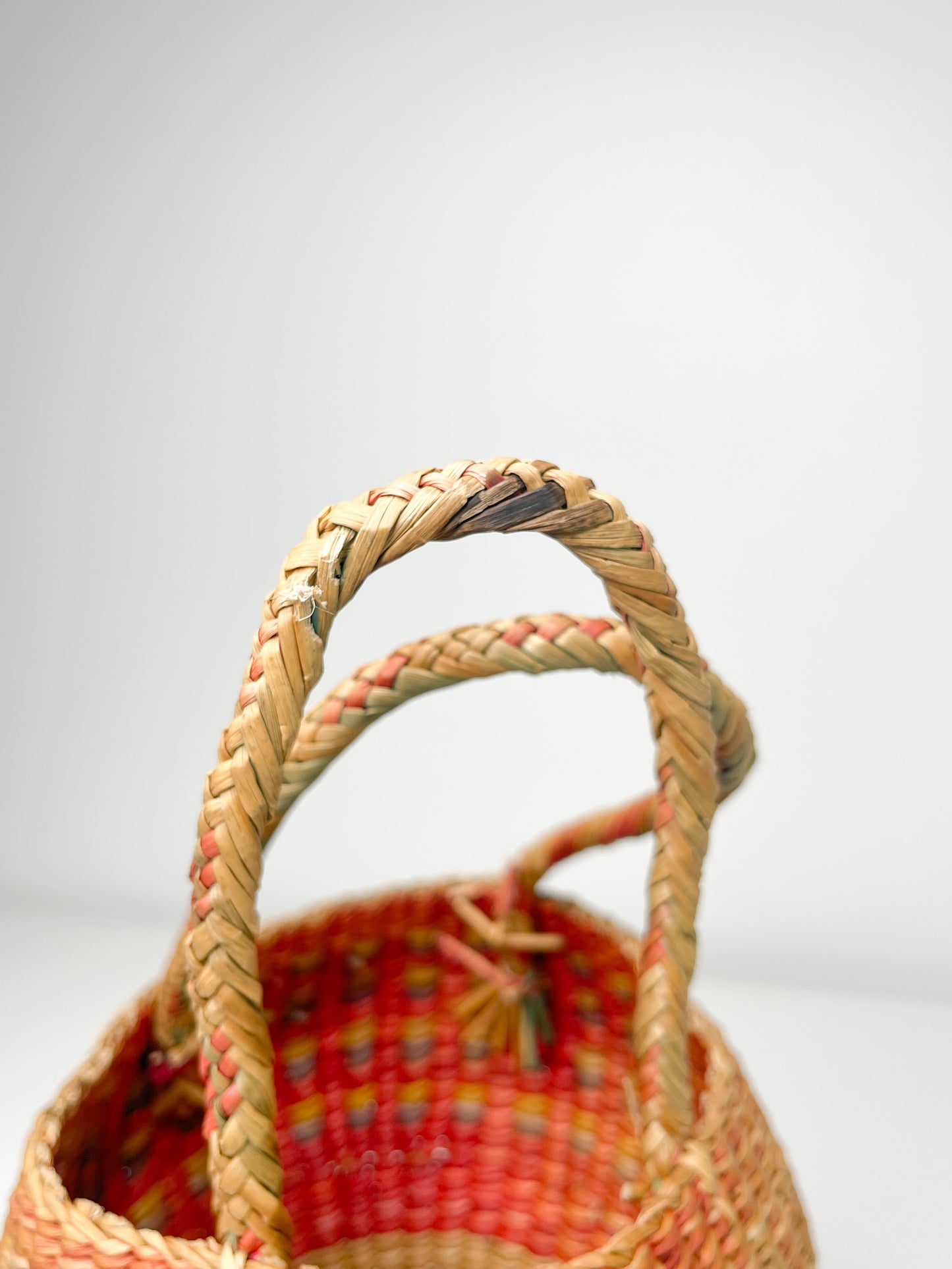 Vintage Coastal Naturally dyed Basket with handles | Canadian Basket | Handmade Basket
