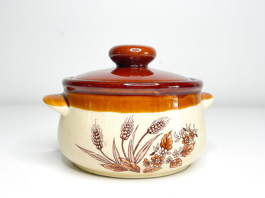 Vintage 1980s Lidded Bowl with Wheat Design | Boheme home Wheat design bowl