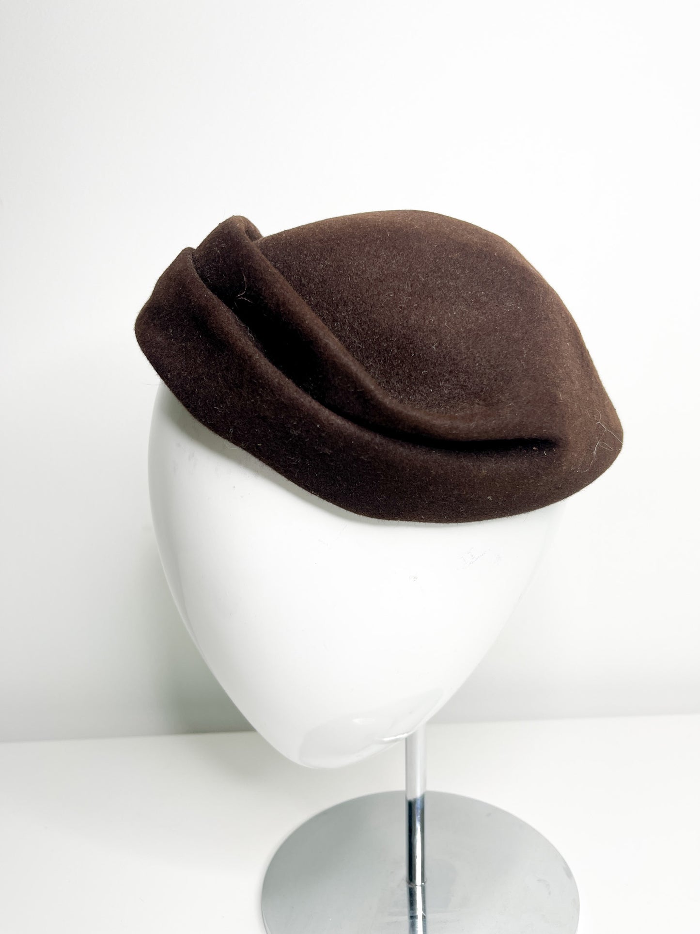 Eatons Brown Felt Fascinator with Embellishments | Eaton Canada Beret Felt Hat | Vintage Easter hat