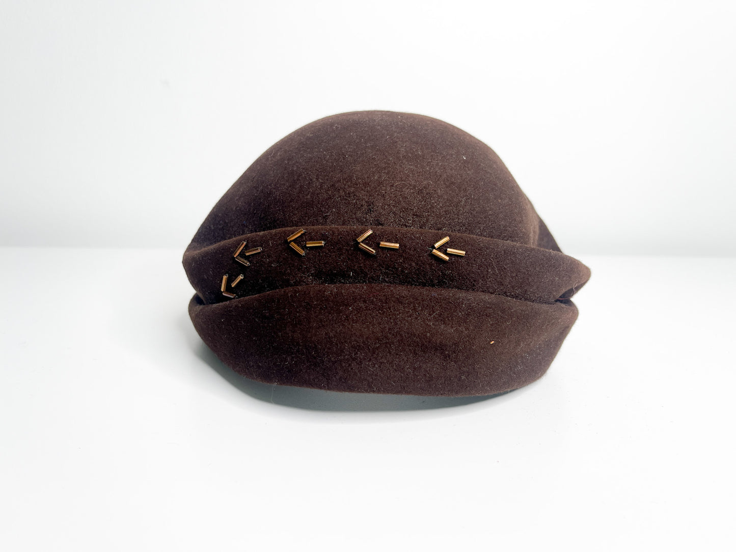 Eatons Brown Felt Fascinator with Embellishments | Eaton Canada Beret Felt Hat | Vintage Easter hat