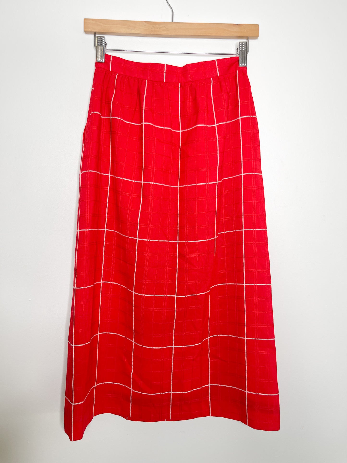 Vintage Red and White Plaid Skirt | Plaid Skirt | Vintage Pencil Skirt | Vintage Perruzzi Skirt