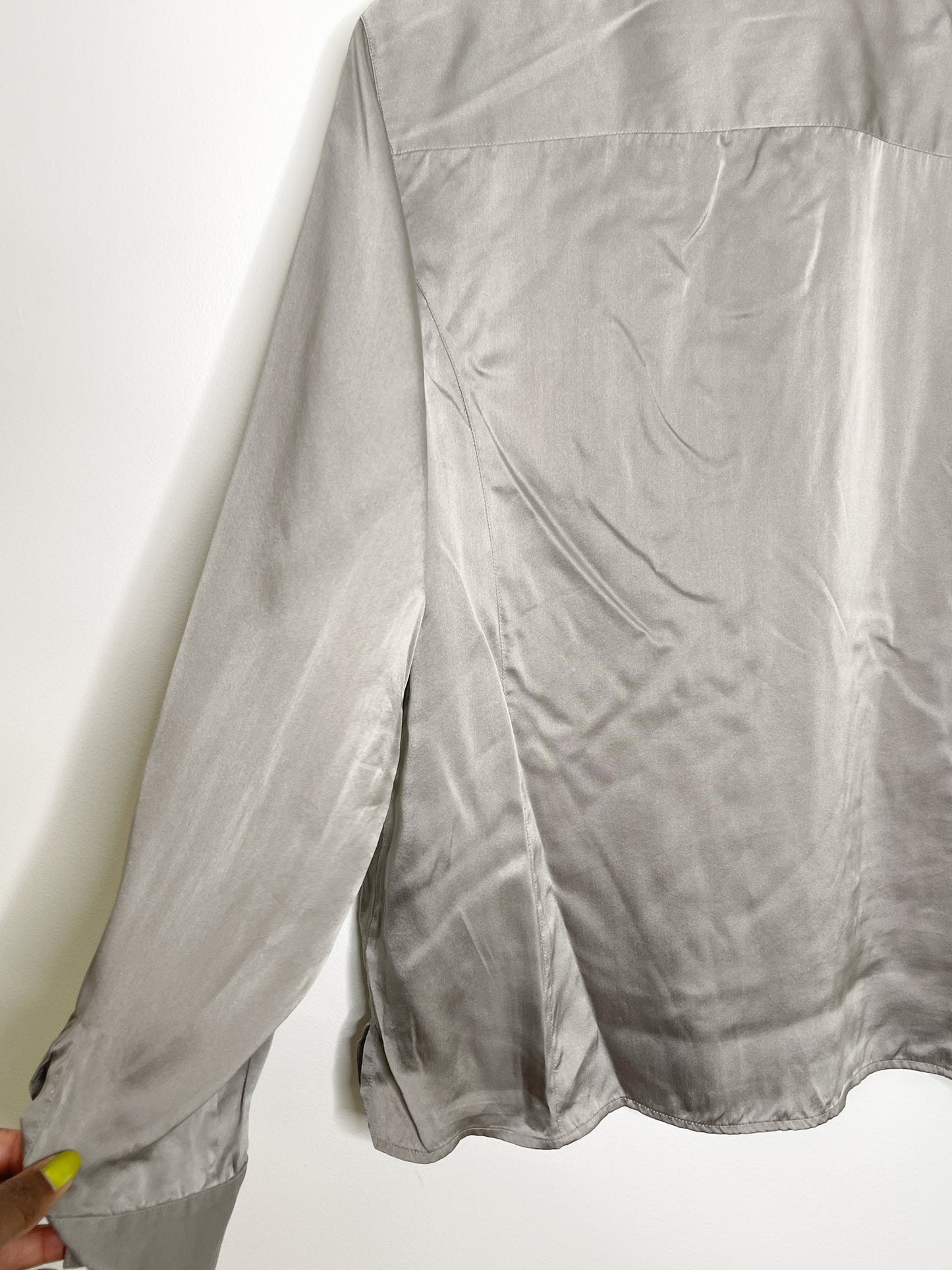 Grey Ralph Lauren Silk Blouse | Vintage Ralph Lauren Blouse | Size 12
