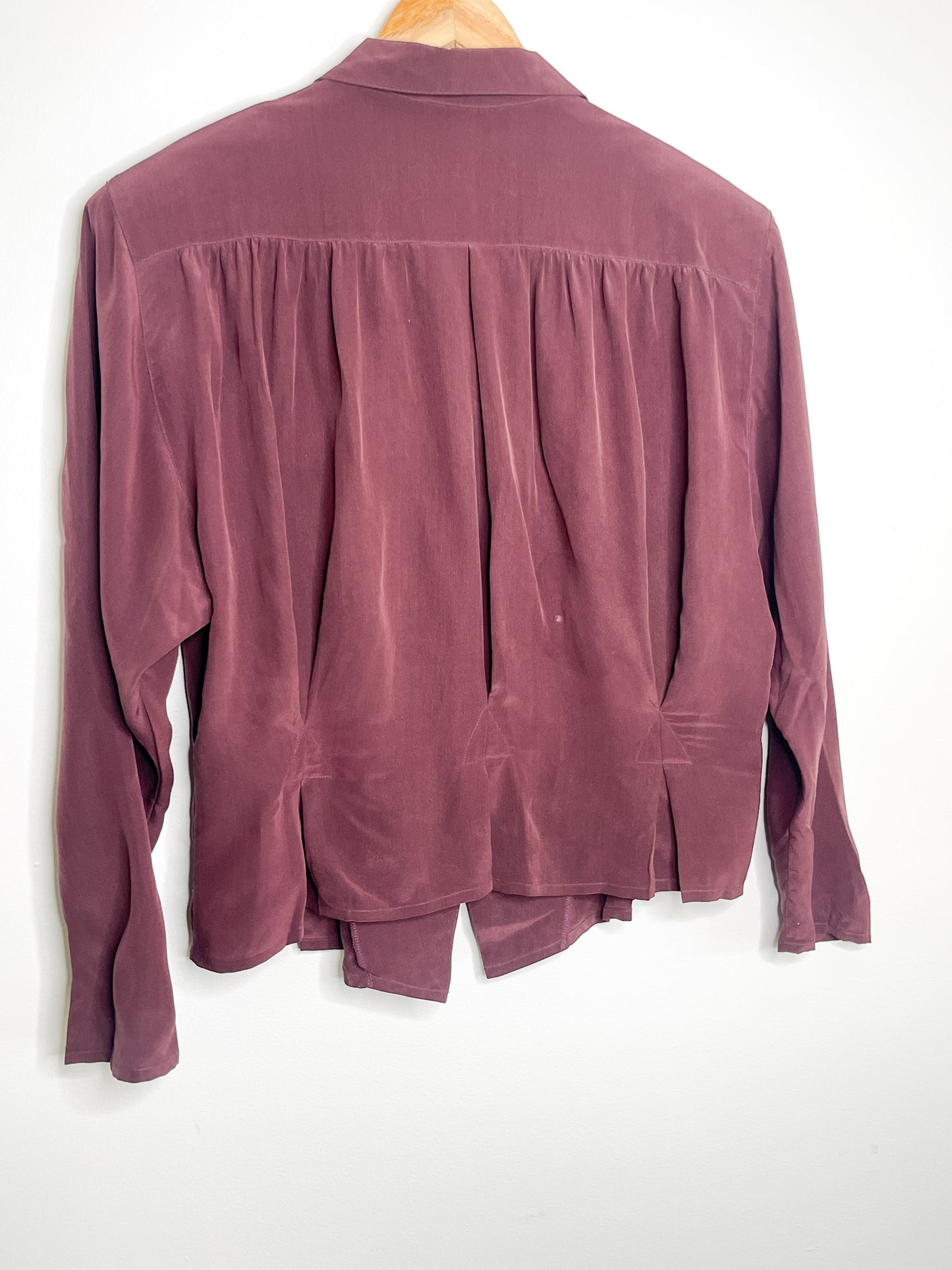 Marie Marconi Burgundy Blouse | Vintage Burgundy Blouse Long Sleeve | Vintage Silk Blouse