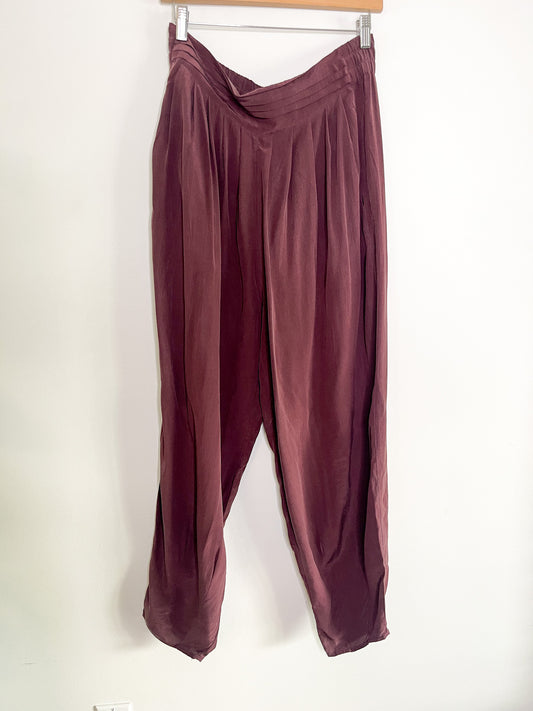 Vintage Marie Marconi Silk Ballon Burgundy Pants | Vintage Silk Pants