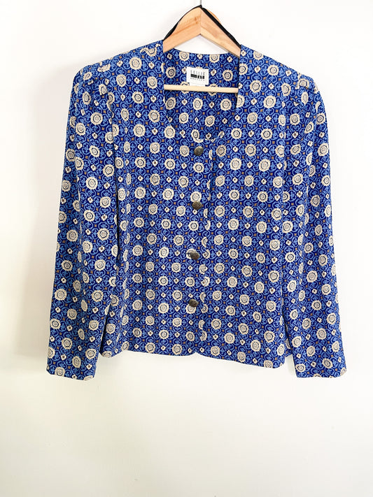 Leslie Fay Floral Printed Blouse | Vintage Large floral print blouse | Vintage Long sleeve Blouse