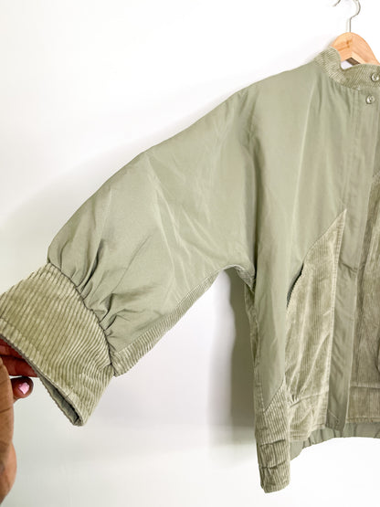 Vintage Sage Green Long Sleeved Reversible Bomber Jacket | Vintage Bomber Jacket