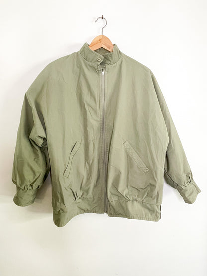 Vintage Sage Green Long Sleeved Reversible Bomber Jacket | Vintage Bomber Jacket