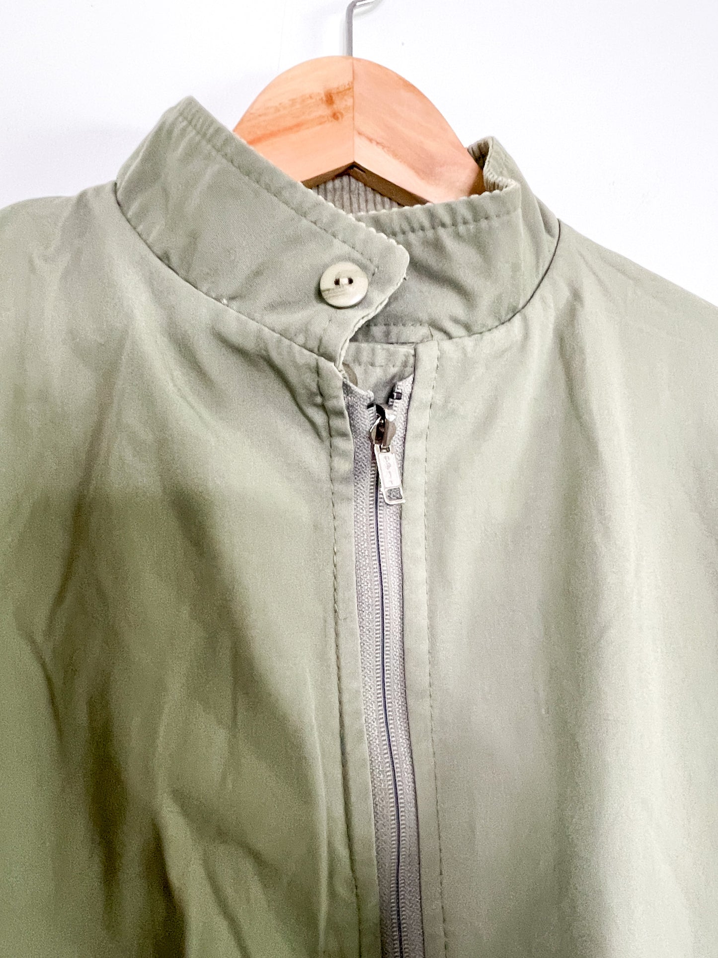 Vintage Sage Green Long Sleeved Reversible Bomber Jacket | Vintage Bomber Jacket