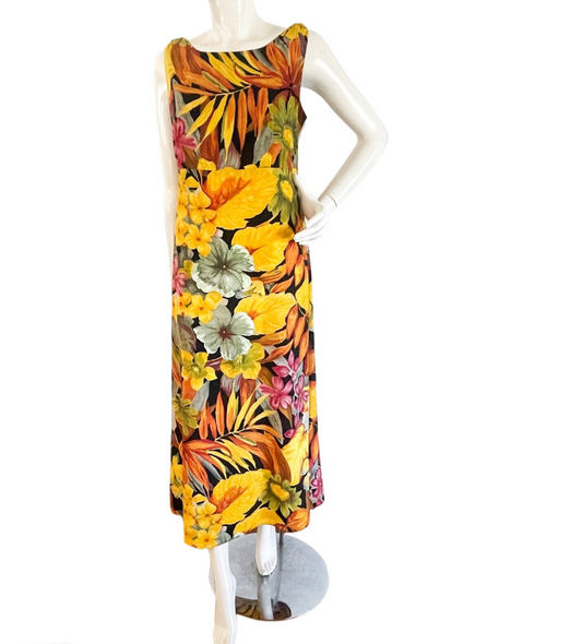 Vintage MJW Studio Maxi Dress | Vintage Maxi Dress | Vintage Floral Maxi Dress | Yellow Maxi Dress | Spring/Summer Maxi Dress