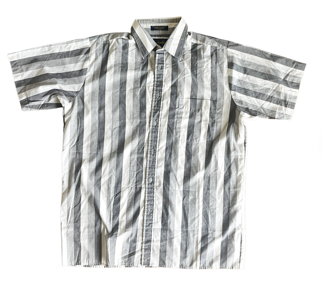 Vintage Serge Saint Yves Striped Shirt | Vintage Mens Striped Mens Shirt| Spring/Summer Mens Shirt 16L