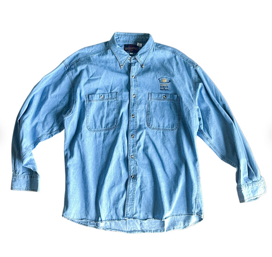 Vintage Queen's School of Business Denim Shirt| Denim shirt| Long sleeve Denim Shirt|