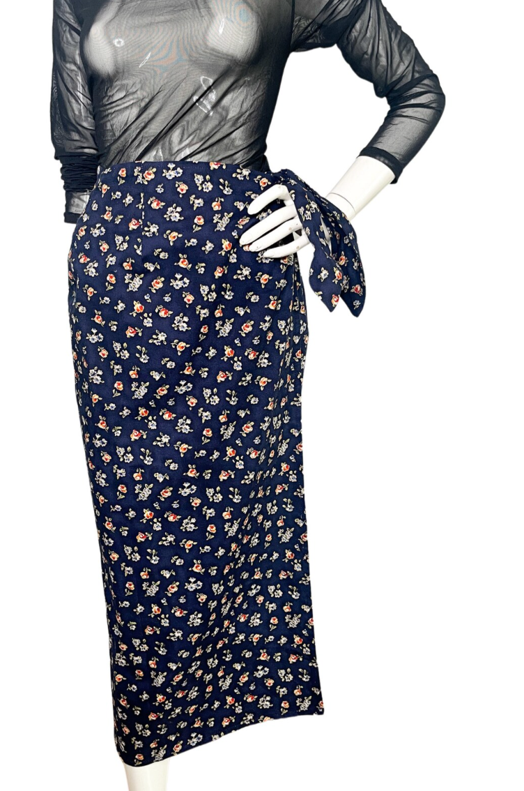 Vintage I.T. Studio Wrap Skirt | Vintage Floral Wrap Skirt | Floral calf-length Skirt|90's fashion