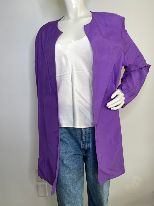 Vintage Tan Jay Purple Cardigan | Summer Cardigan | Periwinkle Open Front Cardigan