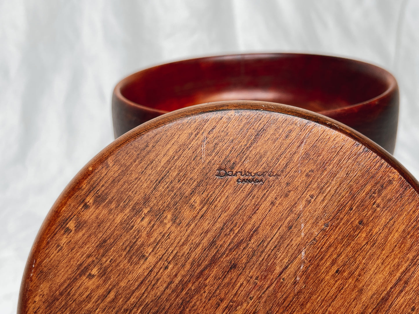 Vintage Handcrafted Bariboocraft Wooden Bowl Salad Set.