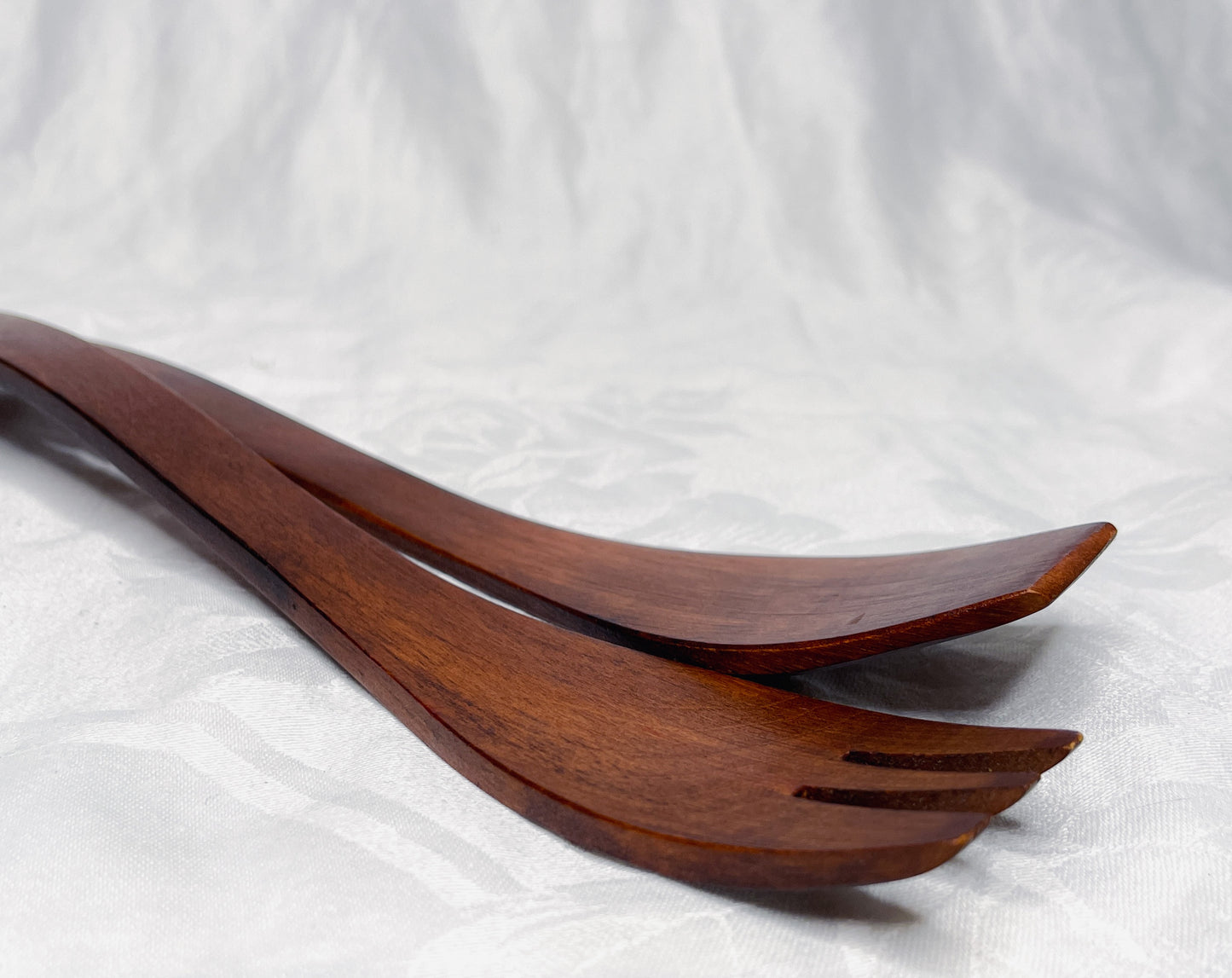 Vintage Handcrafted Bariboocraft Wooden Bowl Salad Set.