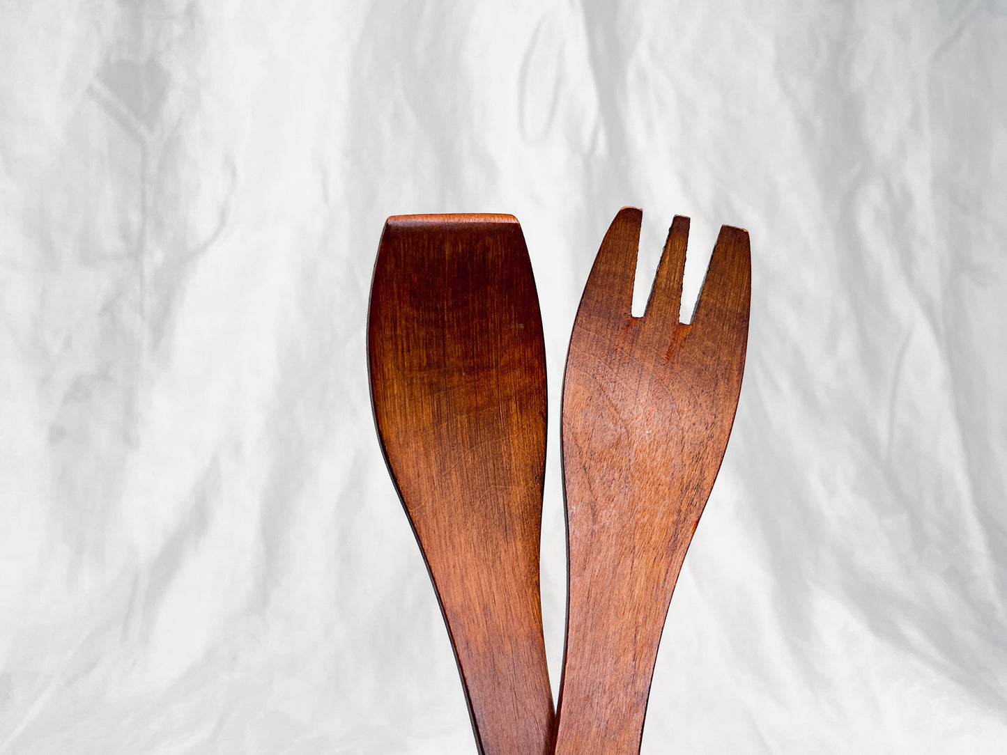 Vintage Handcrafted Bariboocraft Wooden Bowl Salad Set.