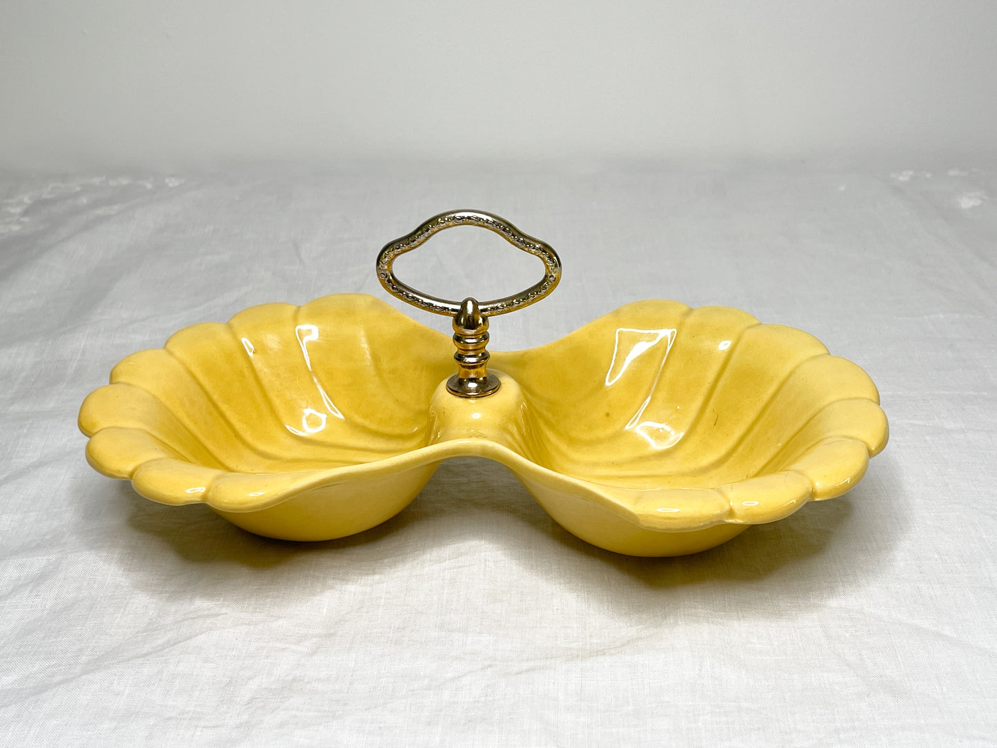 Vintage Ceramic Double Shell Serving Dish.