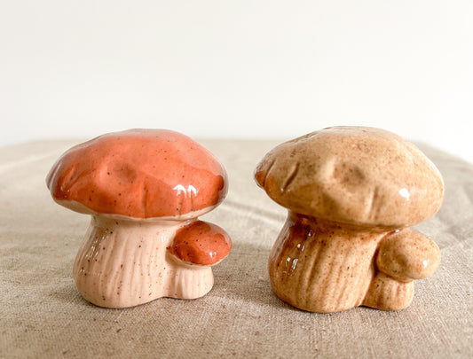 Lot of Two - Vintage Ceramic Mushroom Figurines.
