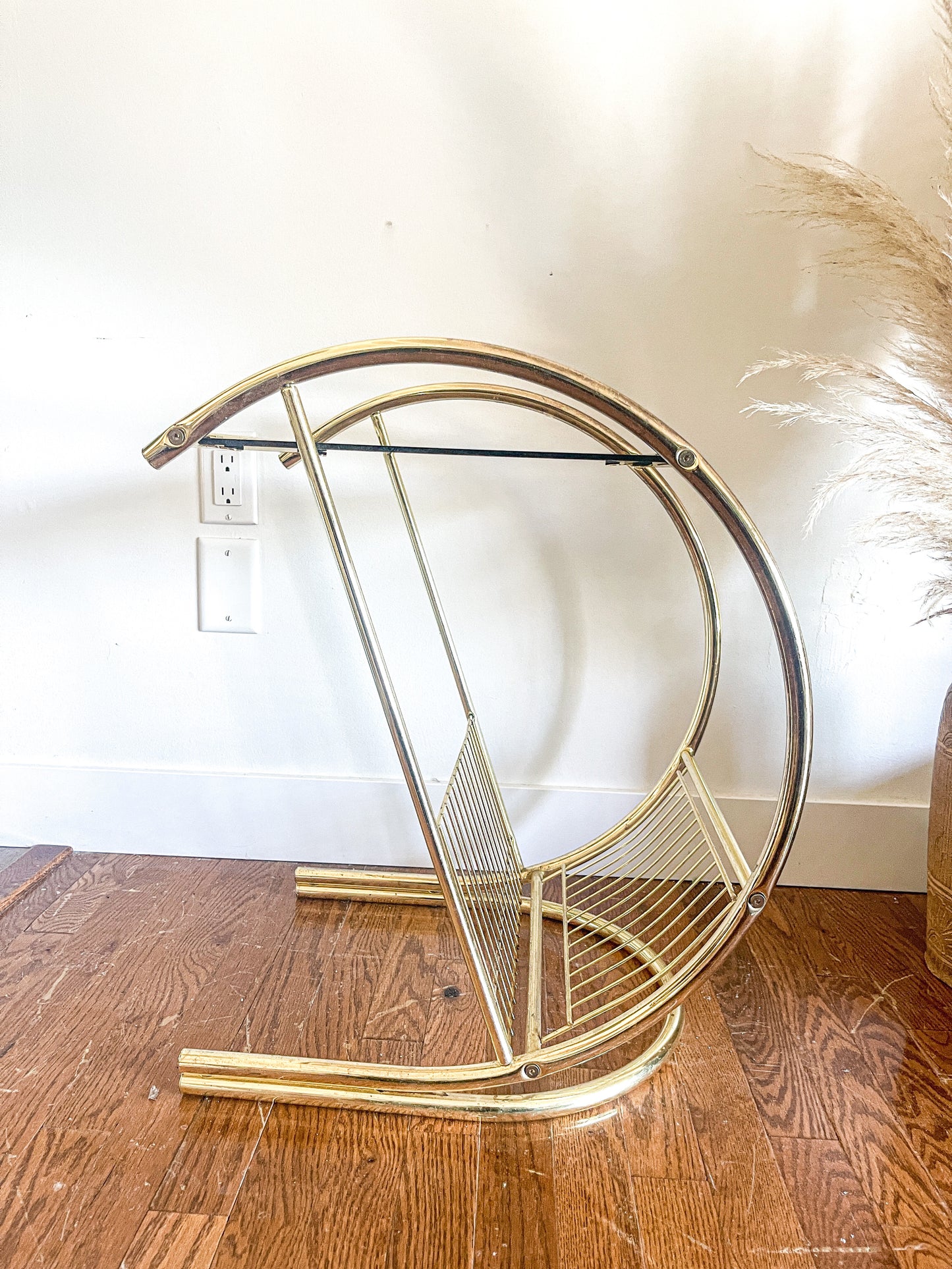 Brass Side Table/Magazine Rack