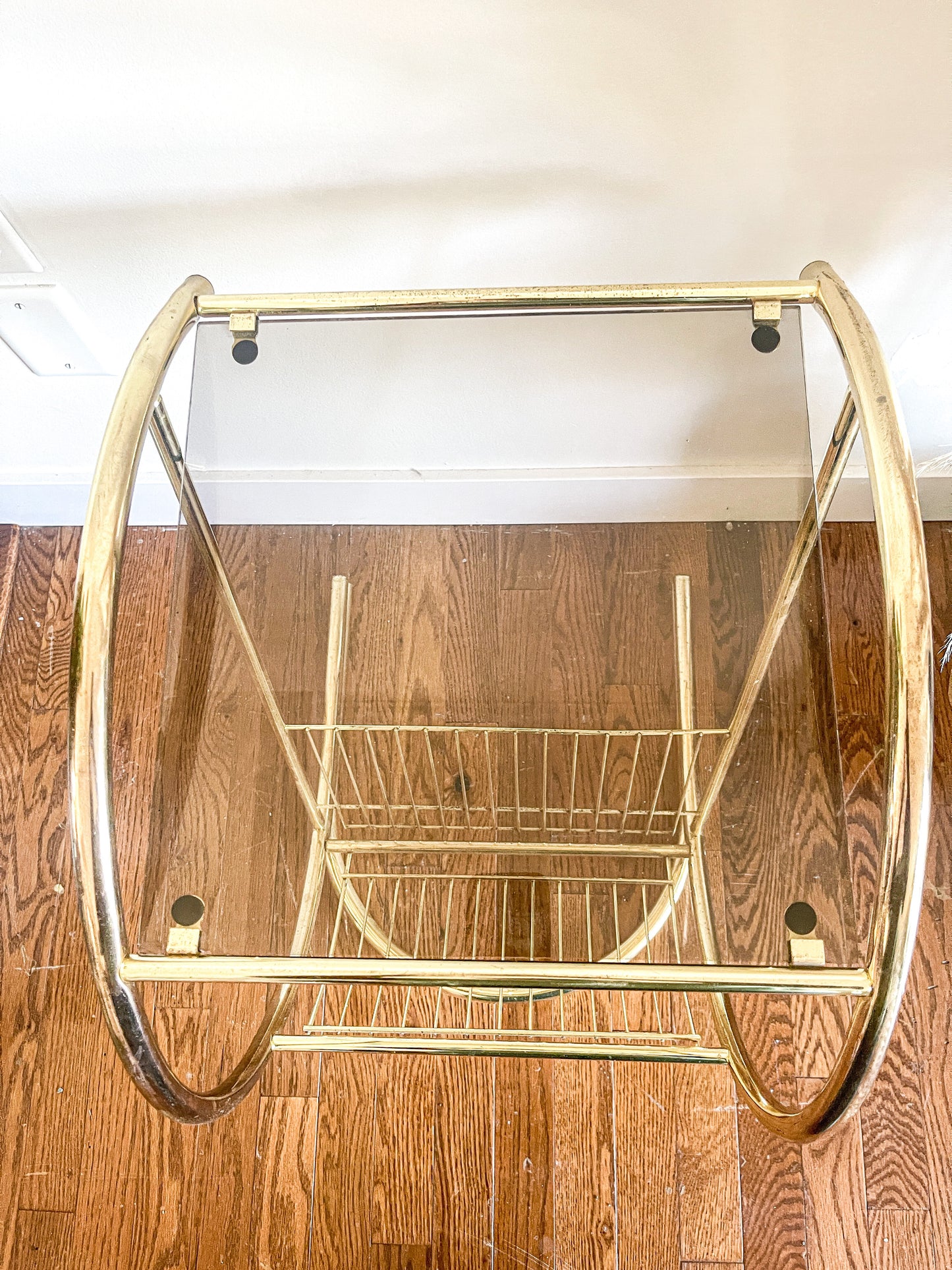 Brass Side Table/Magazine Rack