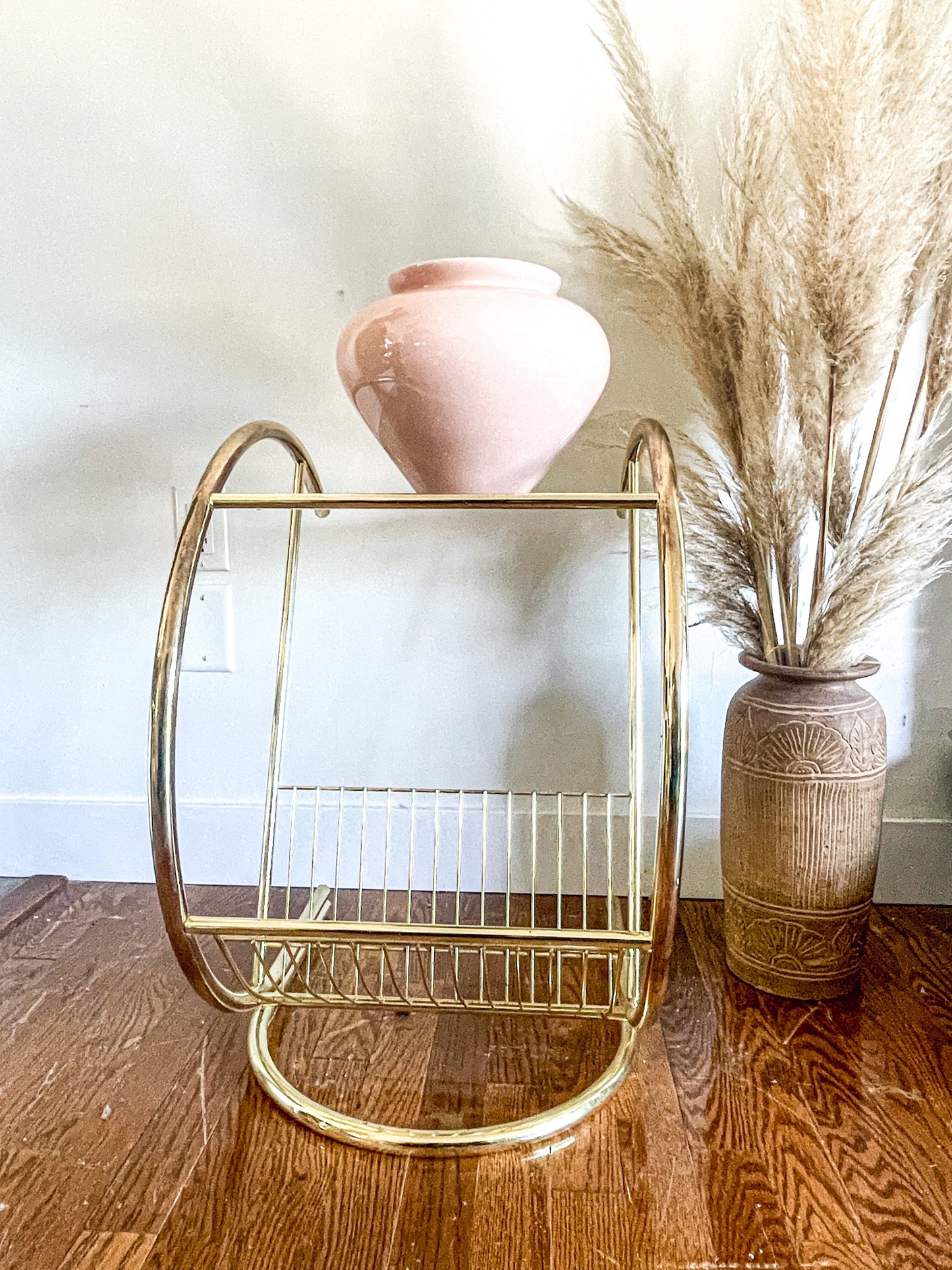 Brass Side Table/Magazine Rack