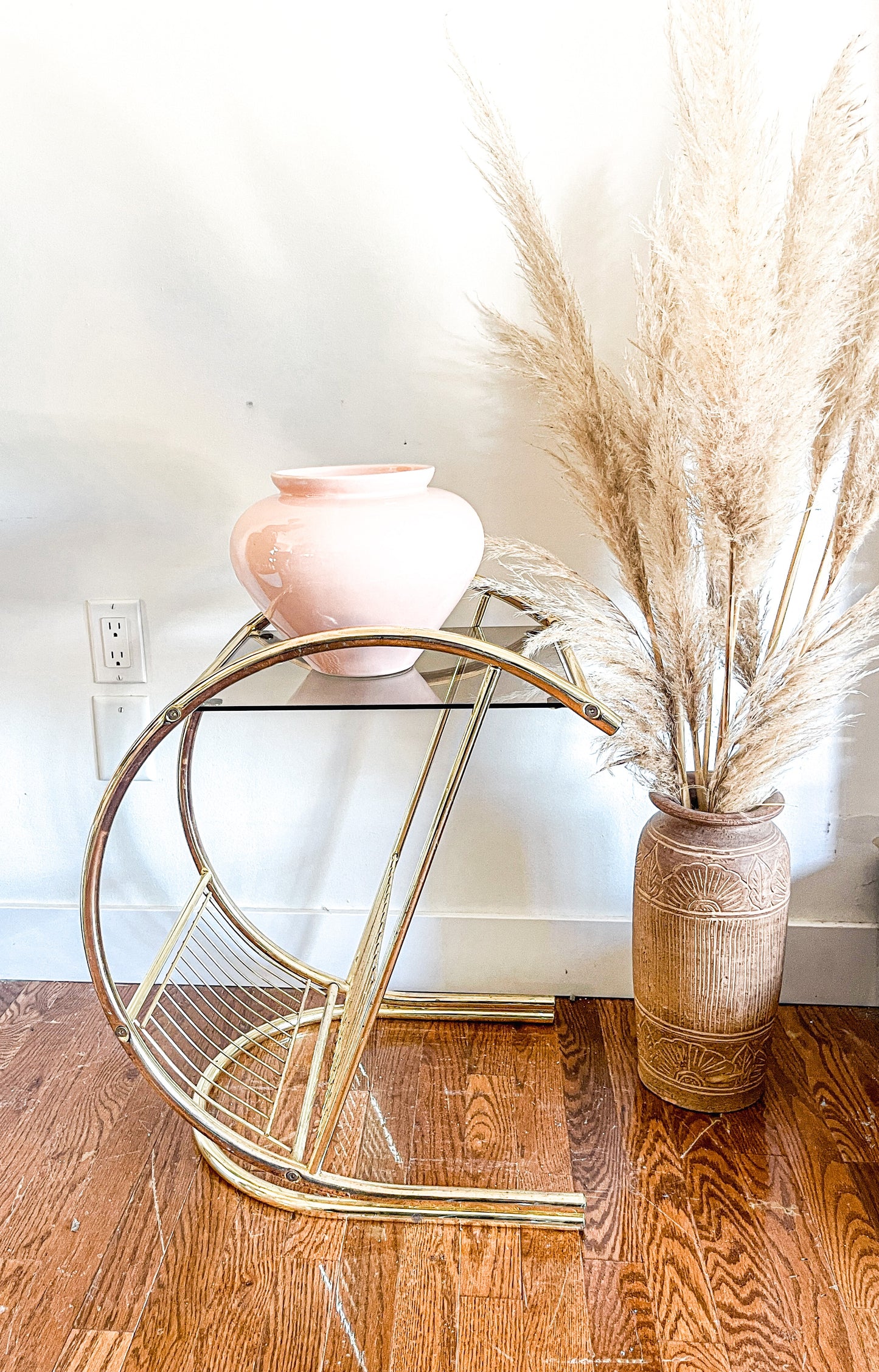 Brass Side Table/Magazine Rack