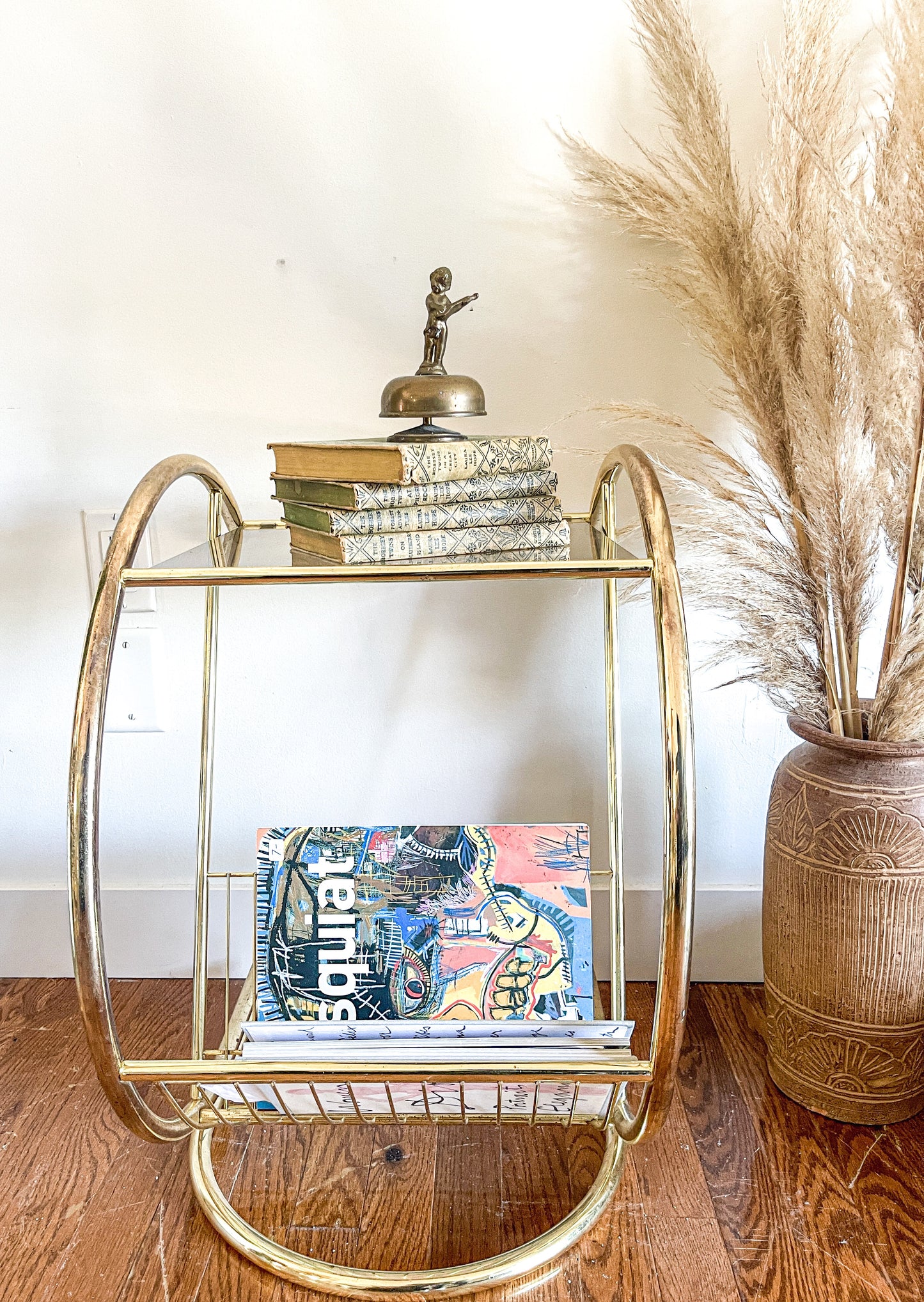 Brass Side Table/Magazine Rack