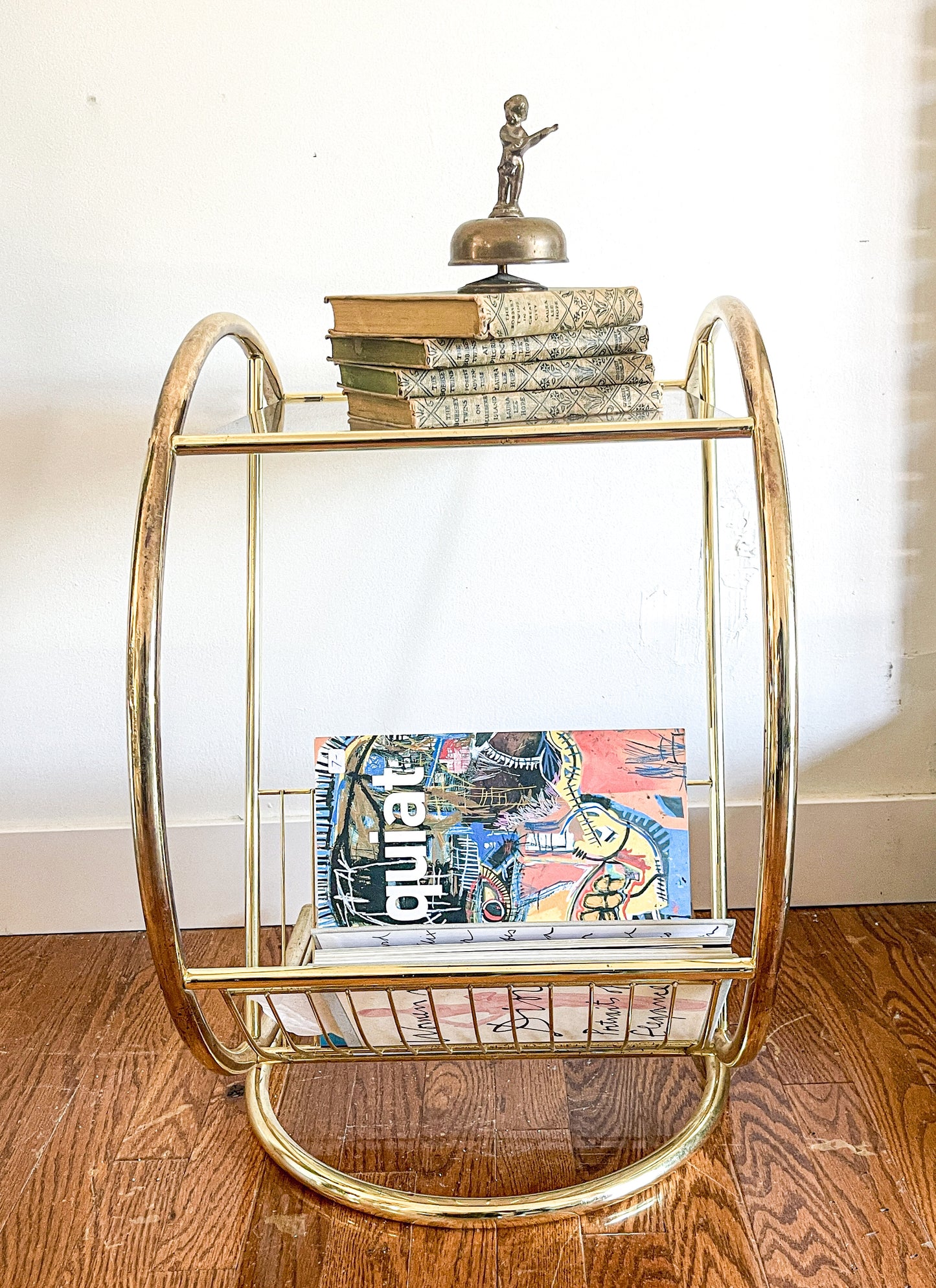 Brass Side Table/Magazine Rack