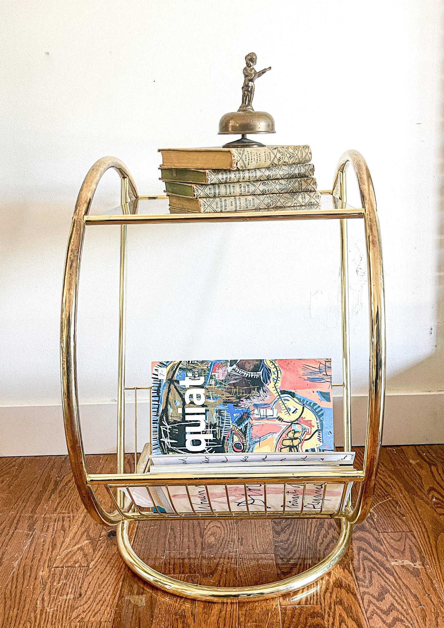 Brass Side Table/Magazine Rack