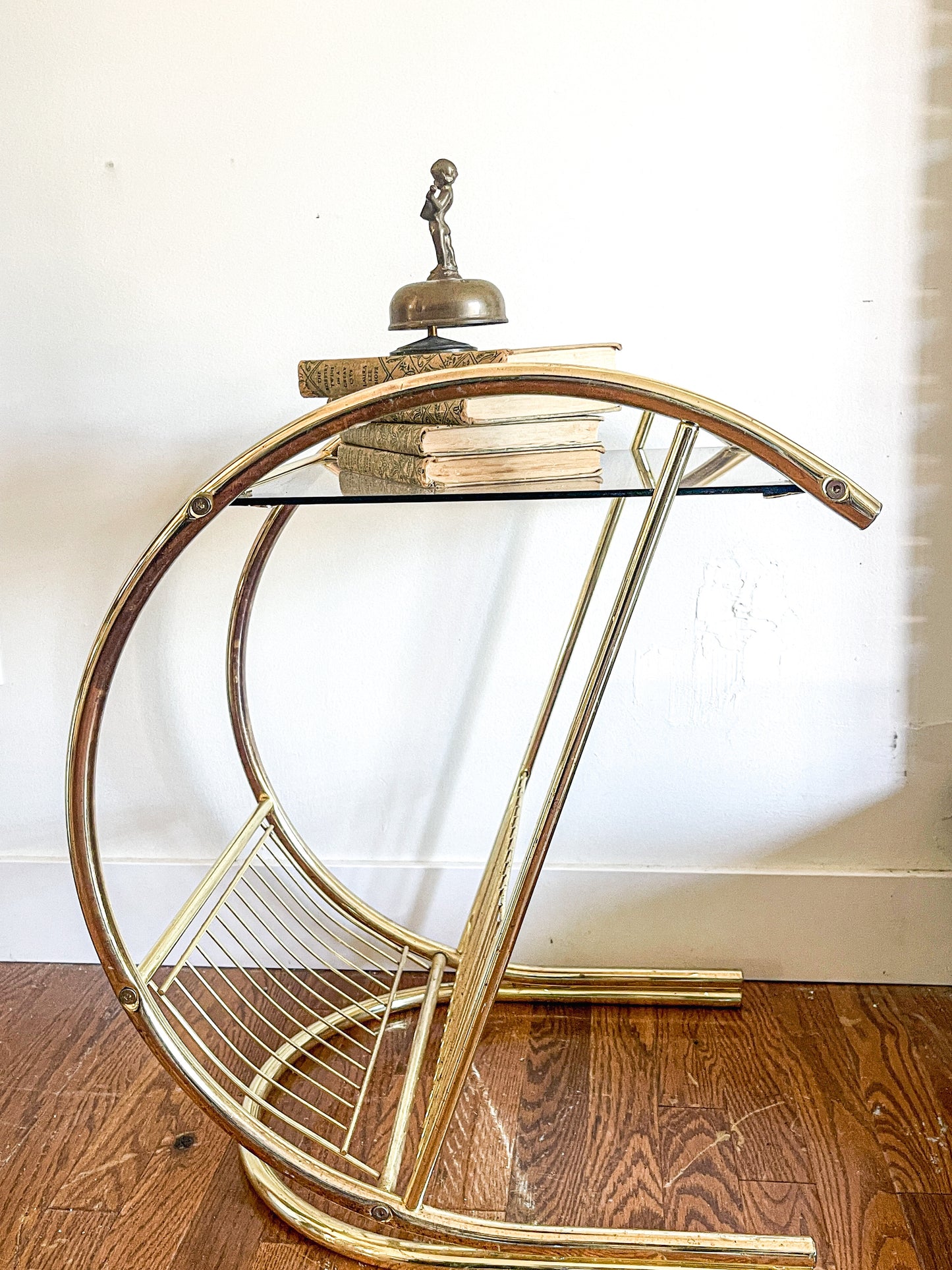 Brass Side Table/Magazine Rack