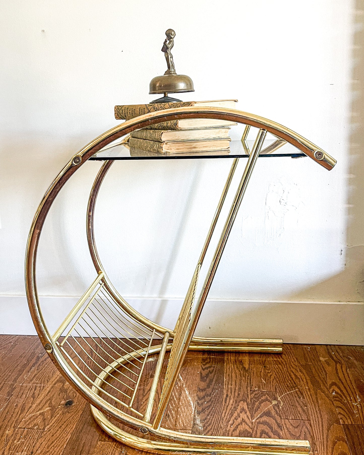 Brass Side Table/Magazine Rack